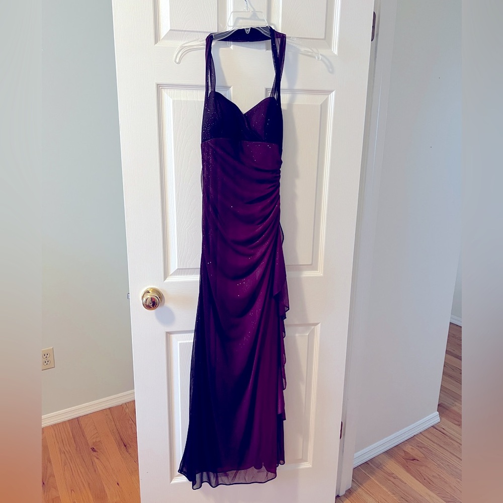 Purple Shimmery Halter Prom Dress